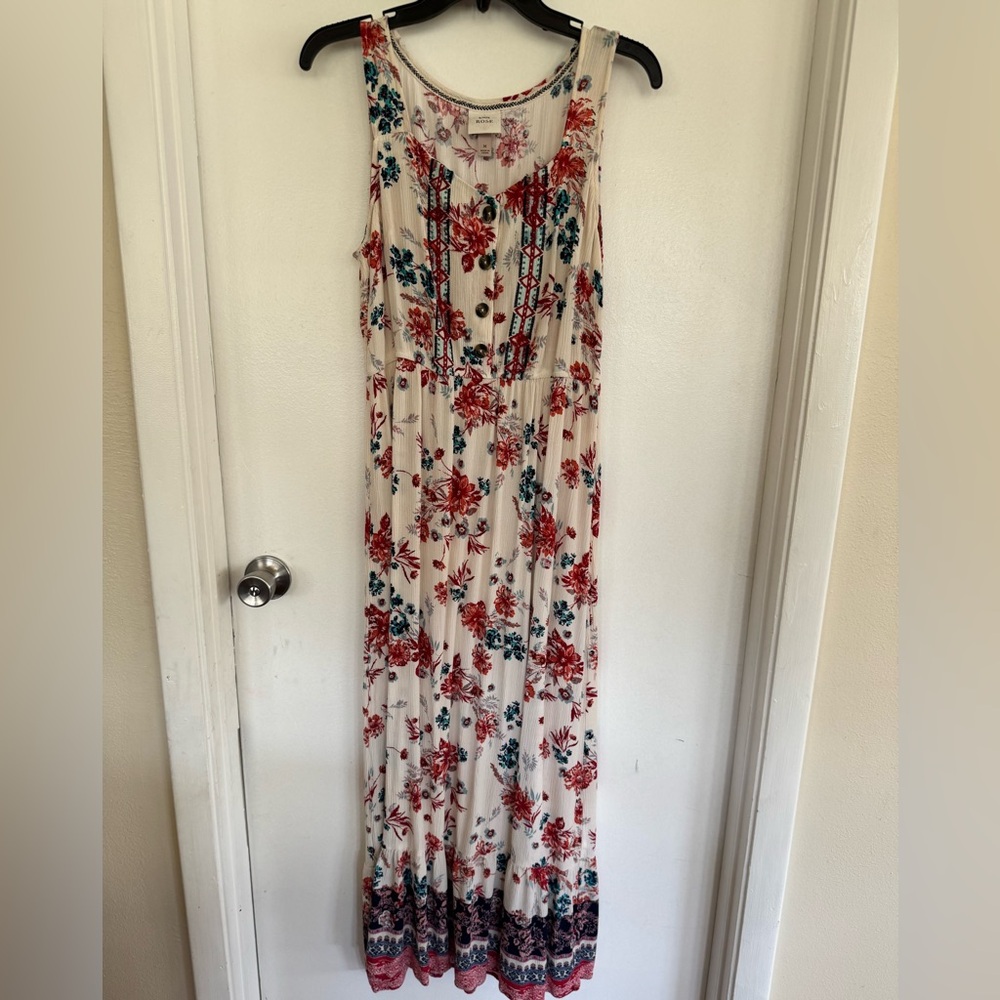 Knox Rose Cream Maxi Dress with Red & Teal Floral Print